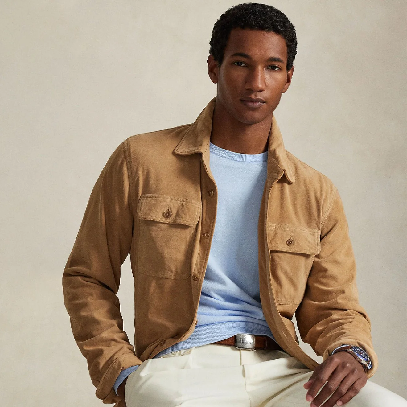 Polo Ralph Lauren Slim Fit Textured Cotton Sweater Office Blue - Image 4