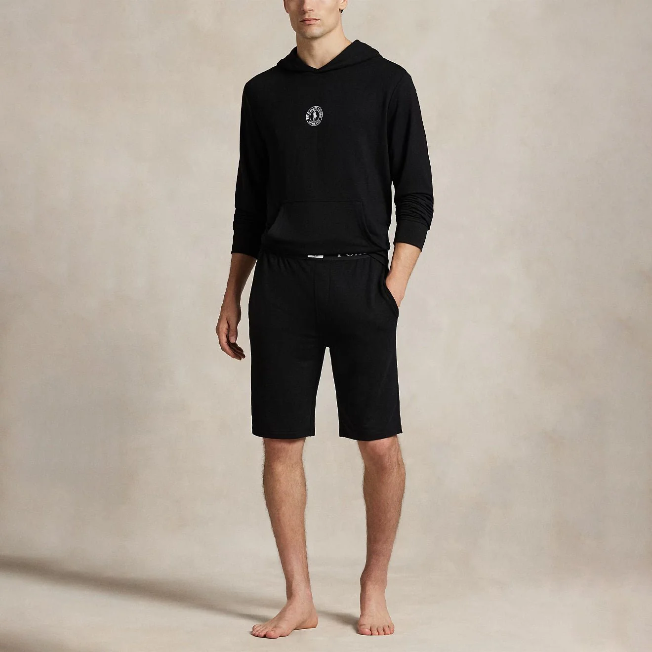 Polo Ralph Lauren Slim French Terry Sleep Short Polo Black - Image 2