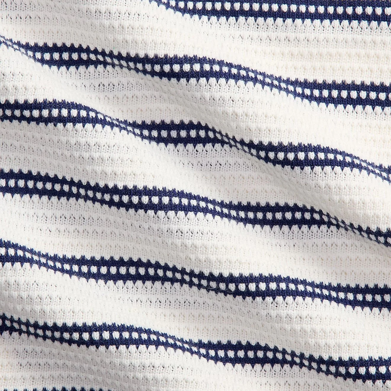 Polo Ralph Lauren Striped Pointelle-Jersey Camp Shirt Pale Cream / Newport Navy - Image 5