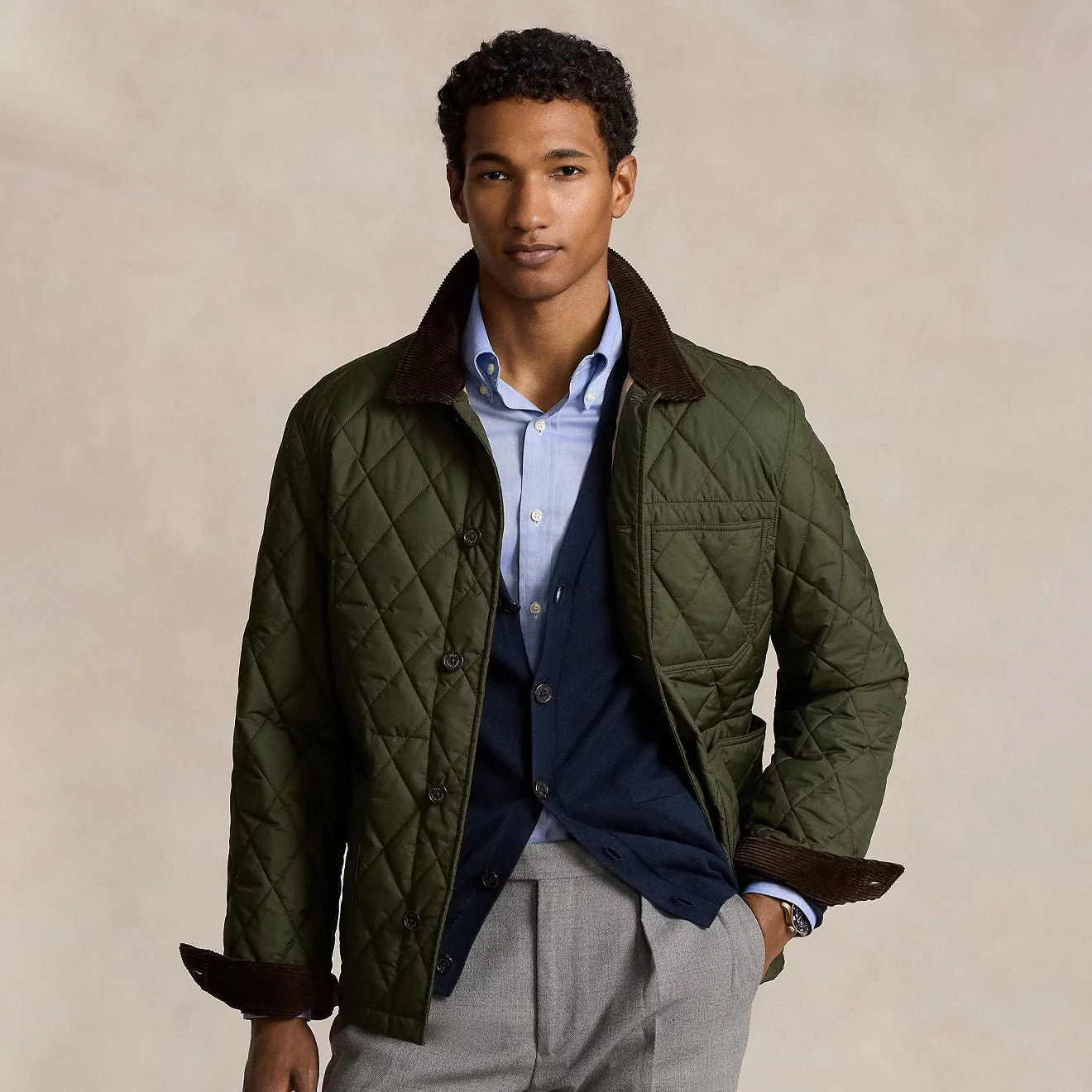 Polo Ralph Lauren The Beaton Quilted Jacket Company Olive - Image 3