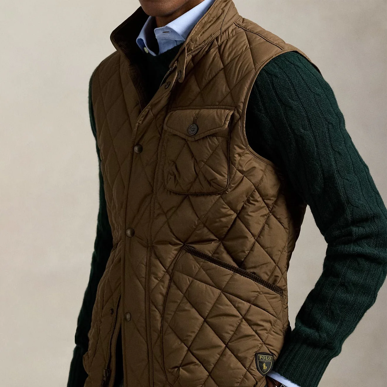 Polo Ralph Lauren The Beaton Quilted Utility Vest Chestnut - Image 4