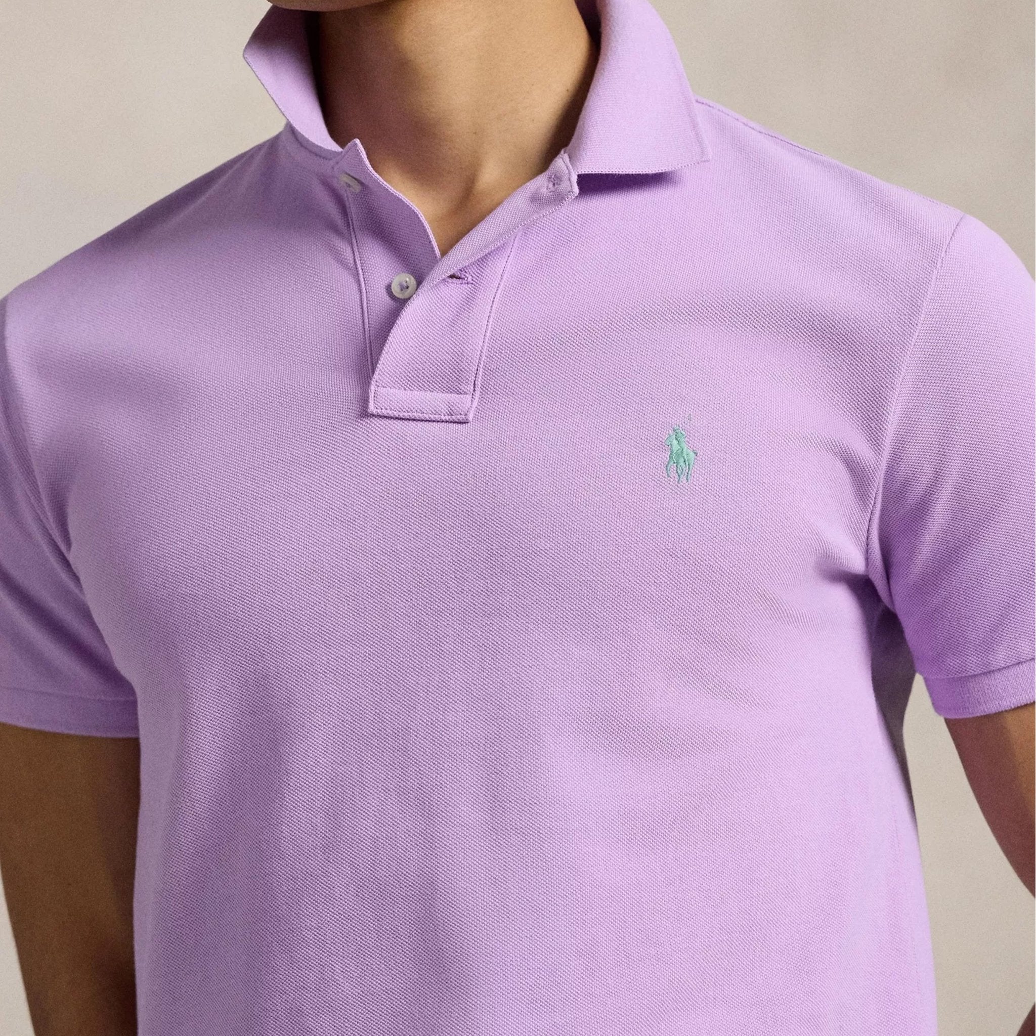 Polo Ralph Lauren The Iconic Mesh Polo Shirt Light Lilac - Image 3
