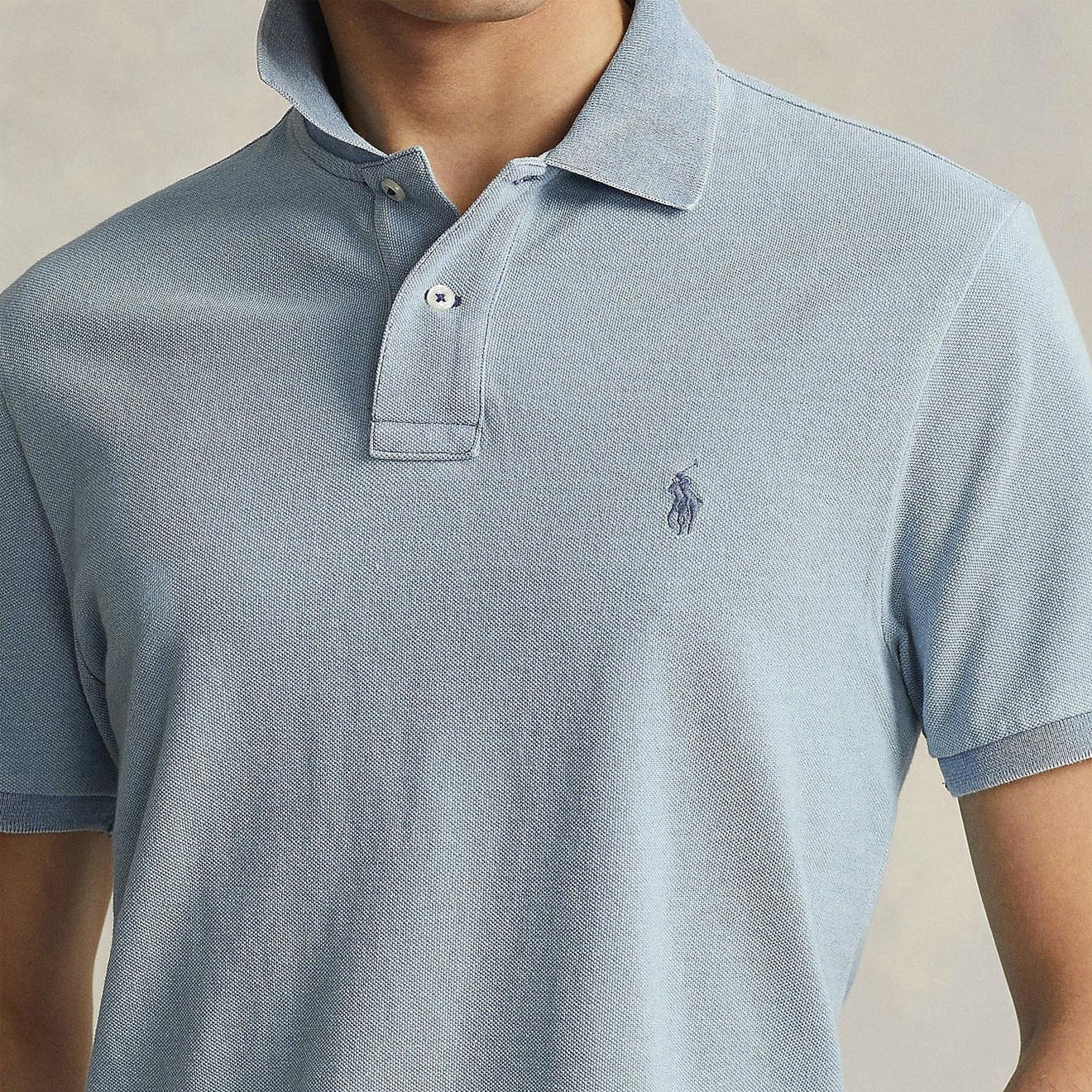 Polo Ralph Lauren The Iconic Mesh Polo Shirt Modern Blue Heather - Image 4