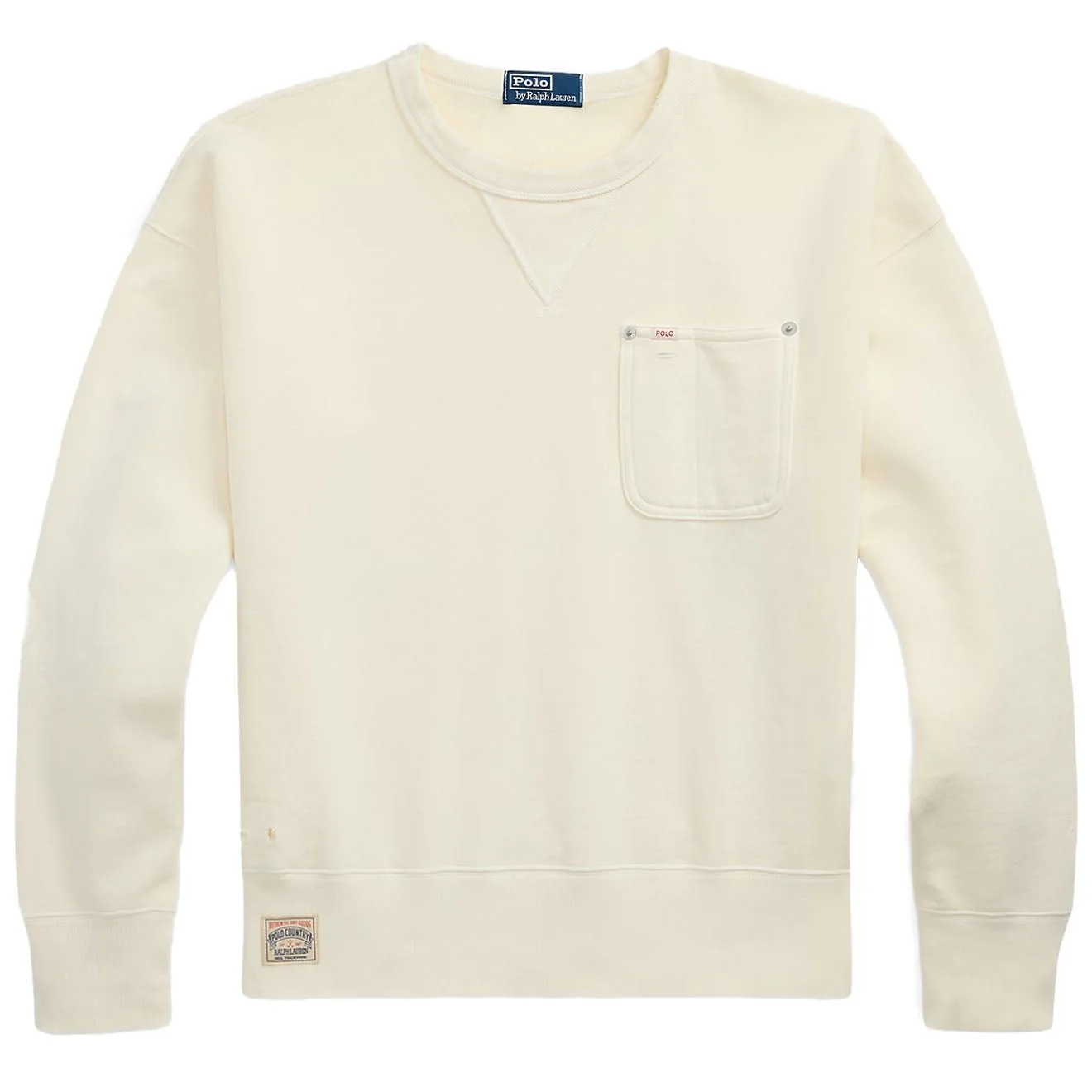 Polo Ralph Lauren Vintage Fit Fleece Pocket Sweatshirt Deckwash White
