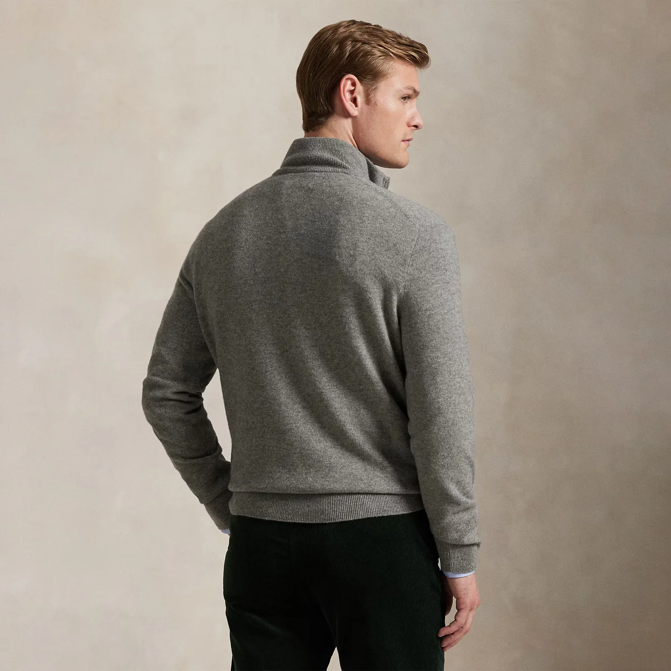 Polo Ralph Lauren Wool Quarter-Zip Sweater Fawn Heather Grey - Image 3