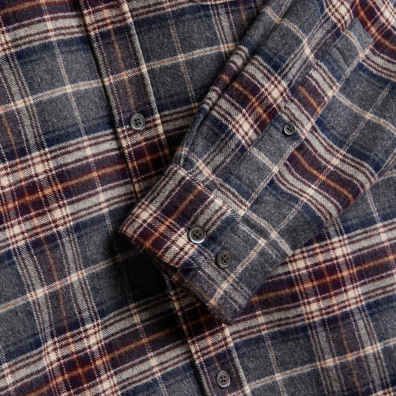 Portuguese Flannel Augusta Button Down Shirt Grey / Burgundy - Image 3