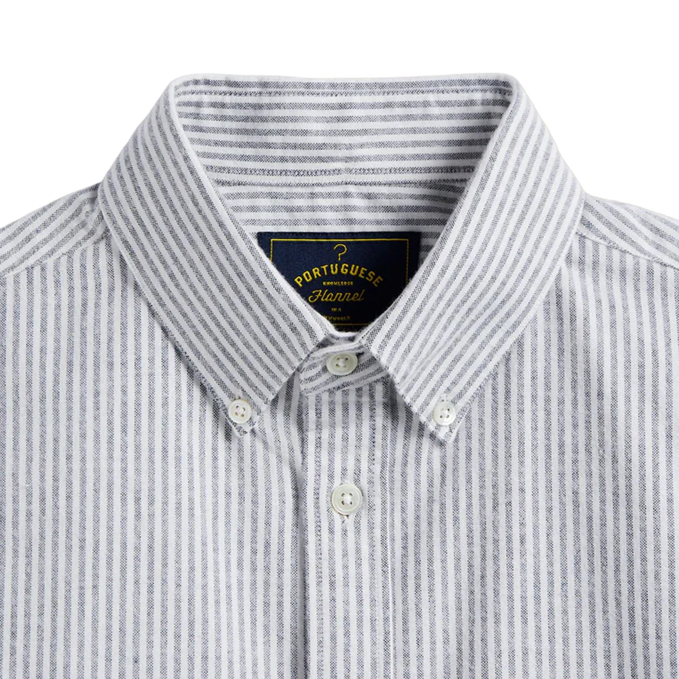 Portuguese Flannel Brushed Oxford Stripe Button Down Blue - Image 2