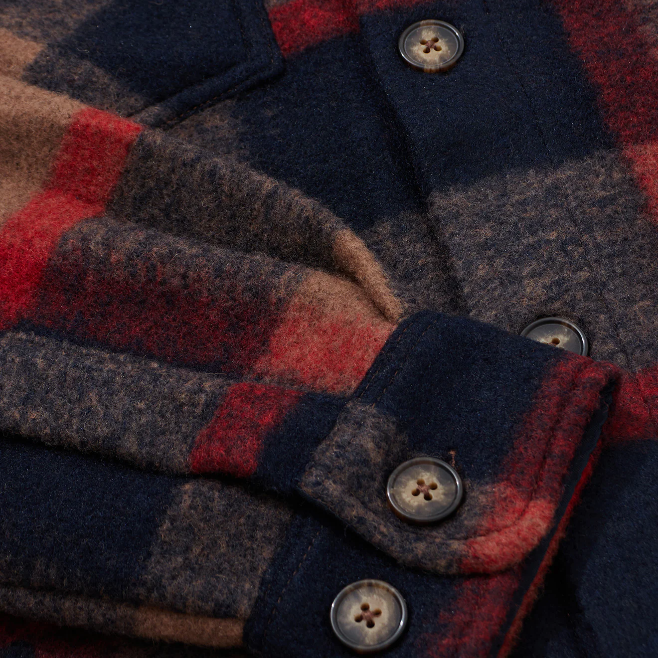 Portuguese Flannel Catch Overshirt Brown / Navy / Red - Image 3