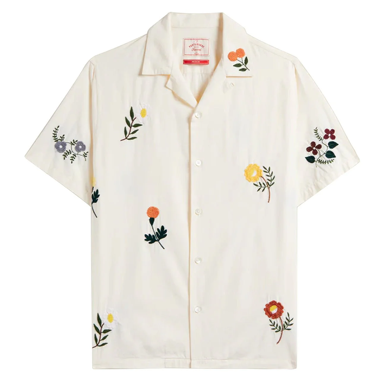 Portuguese Flannel Embroidery Flowers S/S shirt White / Multi