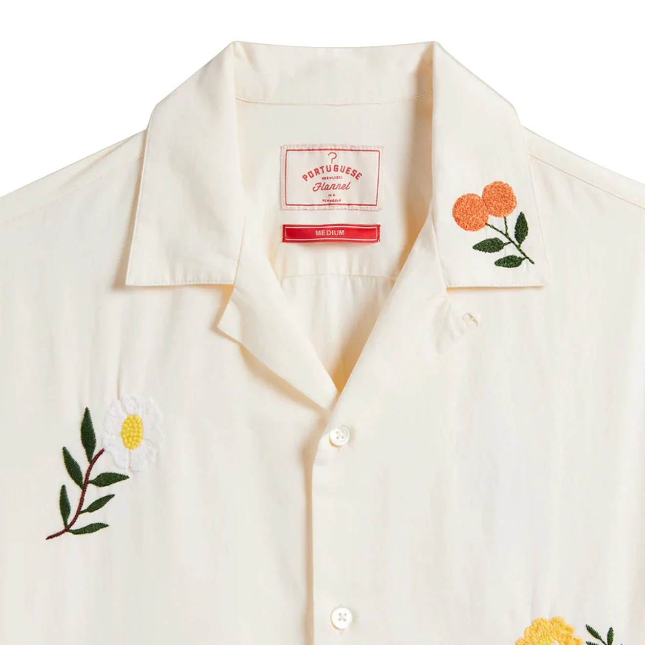 Portuguese Flannel Embroidery Flowers S/S shirt White / Multi - Image 2