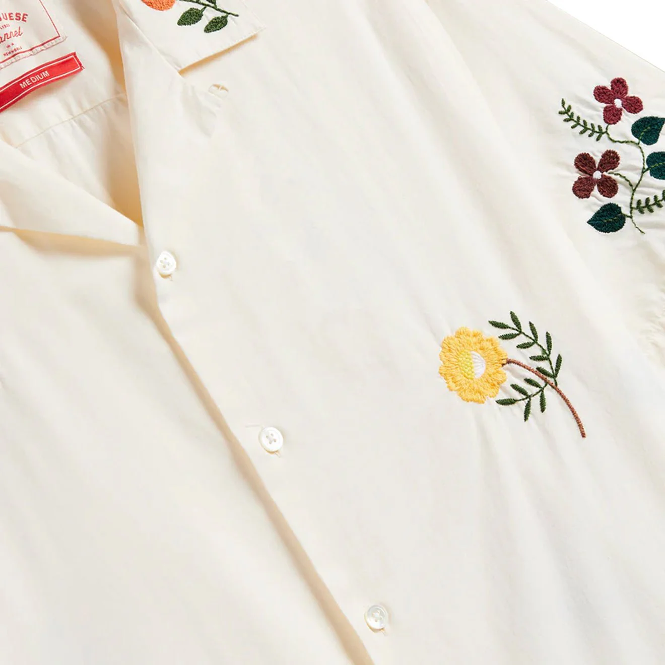 Portuguese Flannel Embroidery Flowers S/S shirt White / Multi - Image 4