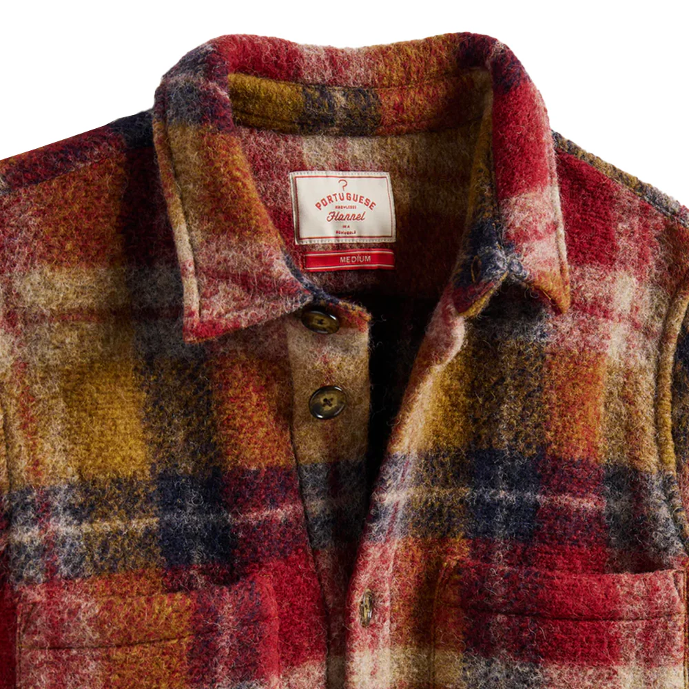 Portuguese Flannel Parker Overshirt Bordeaux - Image 2