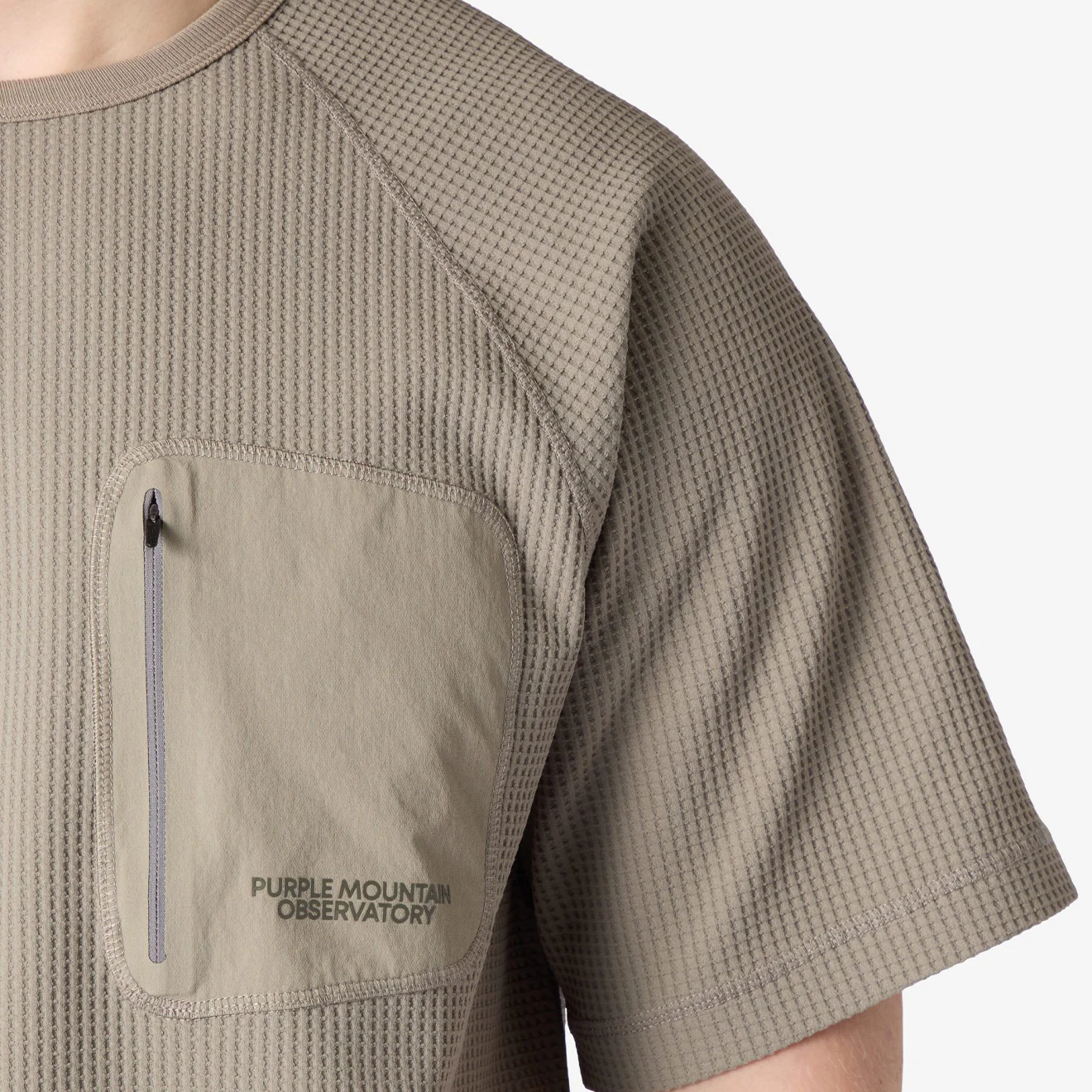 Purple Mountain Observatory Waffle SS Crew T-Shirt Concrete - Image 4