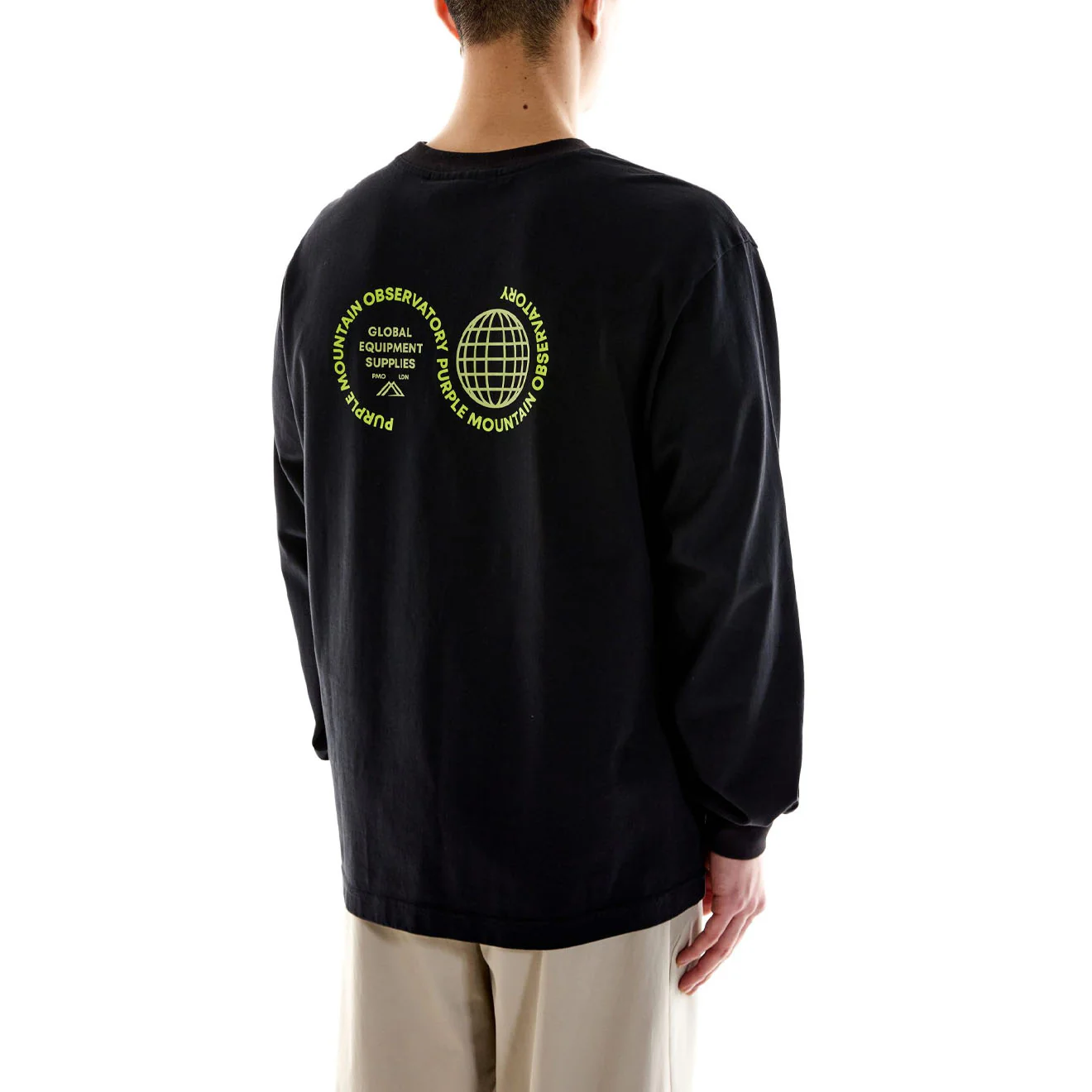 Purple Mountain Observatory Globe Logo L/S Tee Black - Image 3