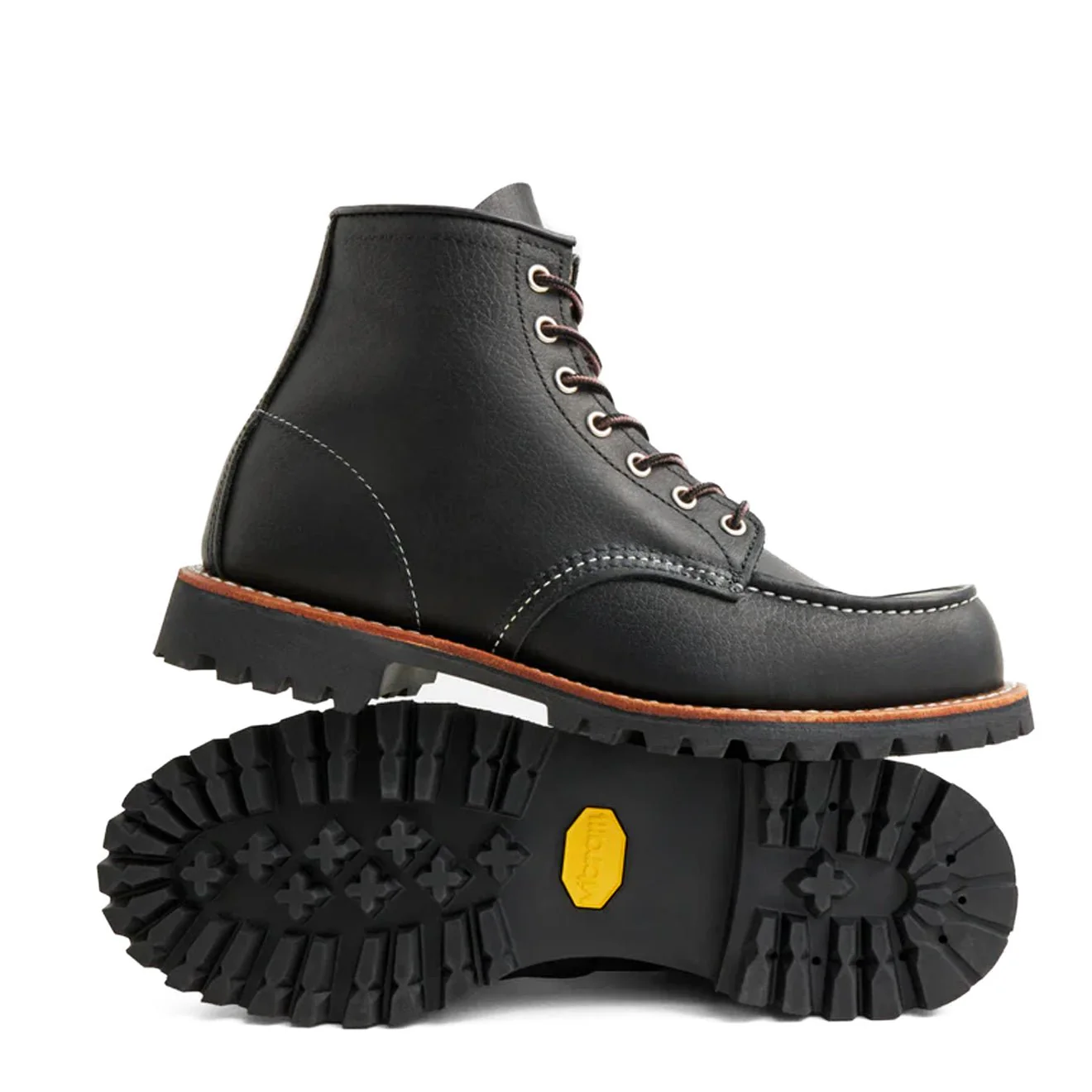 Red Wing Roughneck Moc Toe Work Boots Black Oil Slick - Image 3