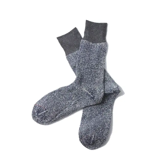 Rototo Double Face Crew Socks Silk / Cotton Dark Gray / Navy