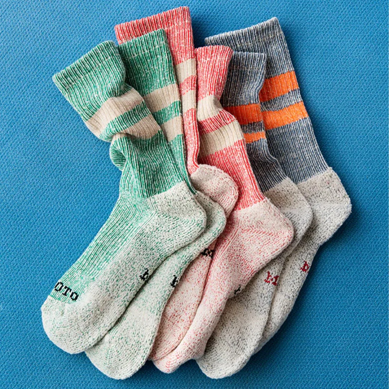 ROTOTO Pile Stripe Marl Socks Beige / Black - Image 2
