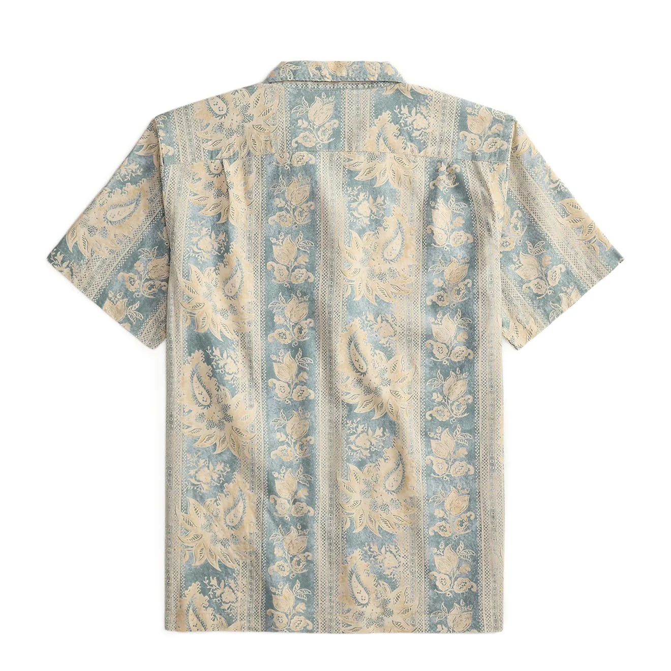 RRL By Ralph Lauren 2 Pocket Camp Short Sleeve Sport Shirt Indigo Blue / Cream Multi - Image 2