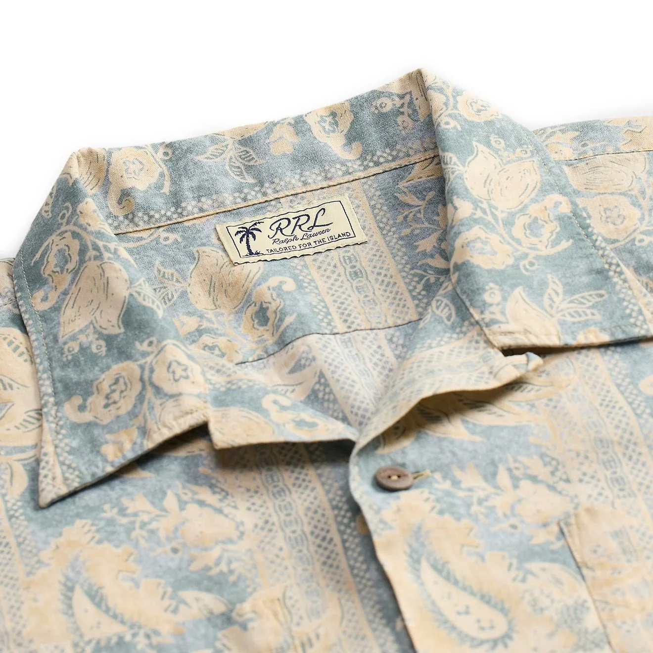 RRL By Ralph Lauren 2 Pocket Camp Short Sleeve Sport Shirt Indigo Blue / Cream Multi - Image 3