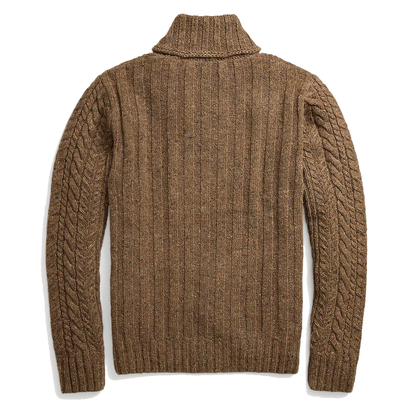 RRL by Ralph Lauren Aran-Knit Shawl-Collar Jumper Brown Heather - Image 2