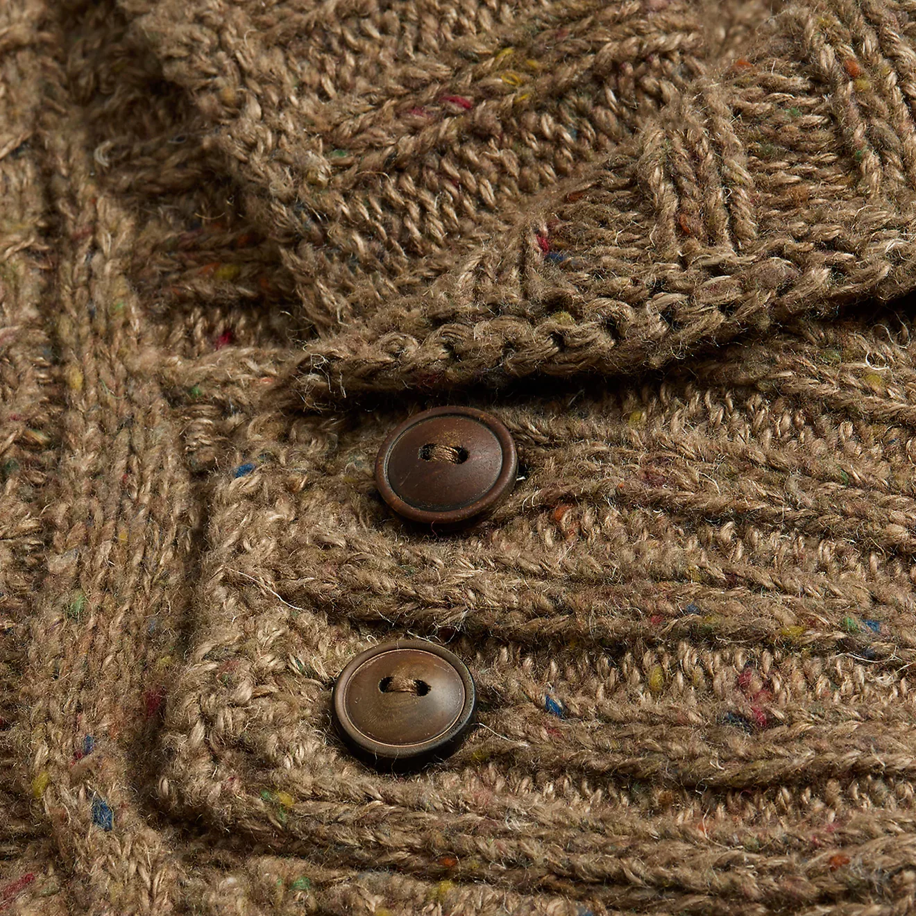 RRL by Ralph Lauren Aran-Knit Shawl-Collar Jumper Brown Heather - Image 4