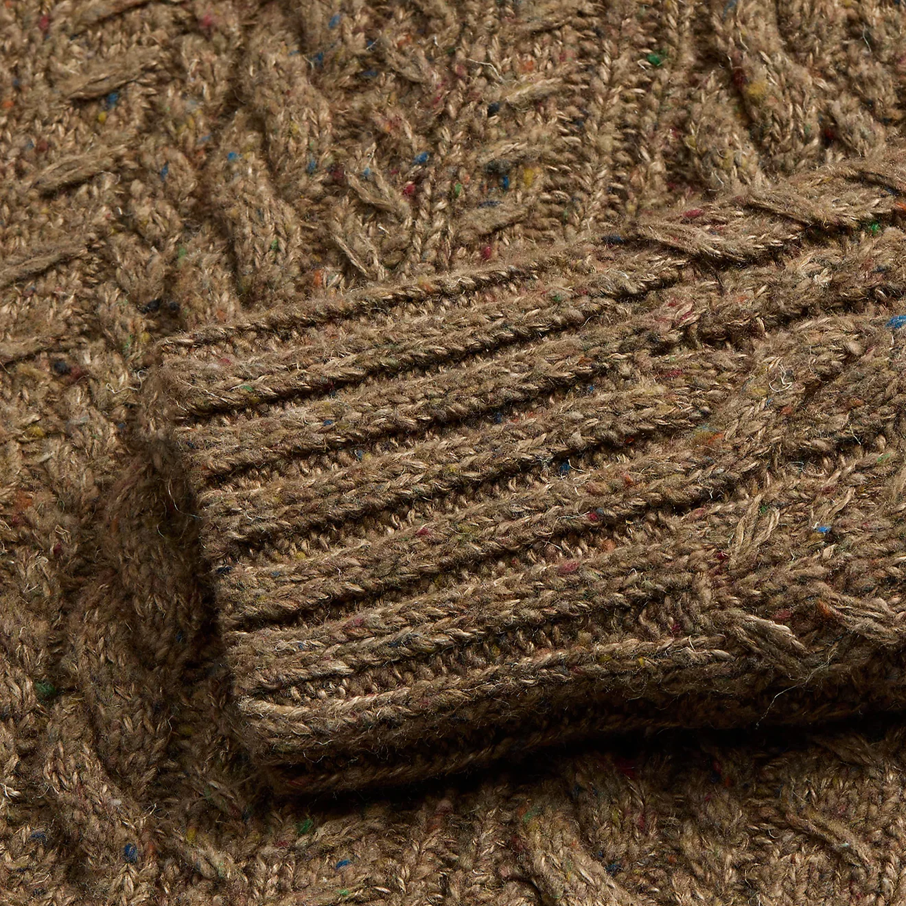 RRL by Ralph Lauren Aran-Knit Shawl-Collar Jumper Brown Heather - Image 5