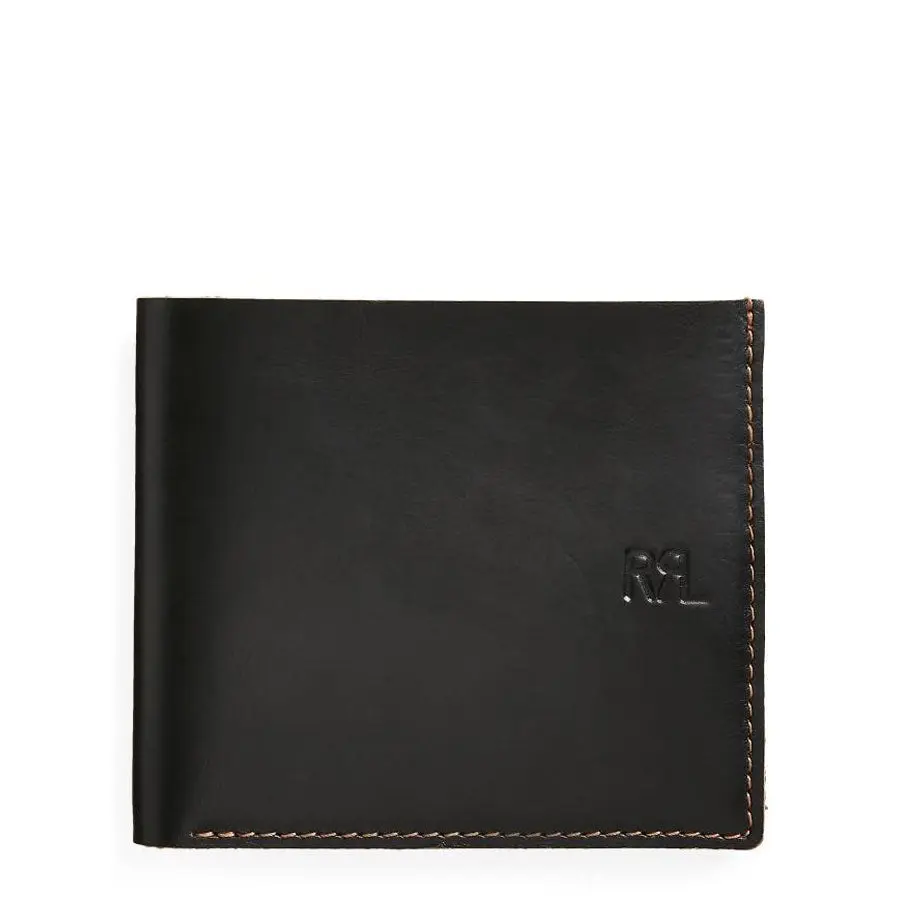 RRL by Ralph Lauren Billfold Wallet Tumbled Leather Black over Brown
