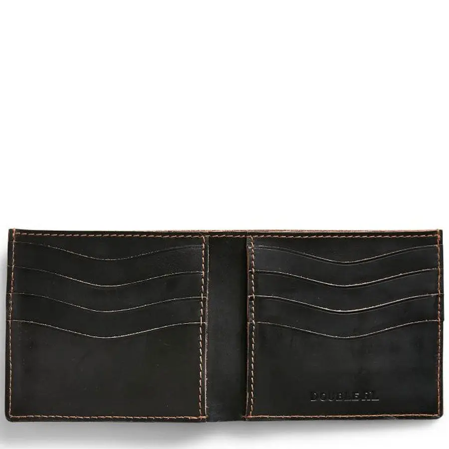 RRL by Ralph Lauren Billfold Wallet Tumbled Leather Black over Brown - Image 3