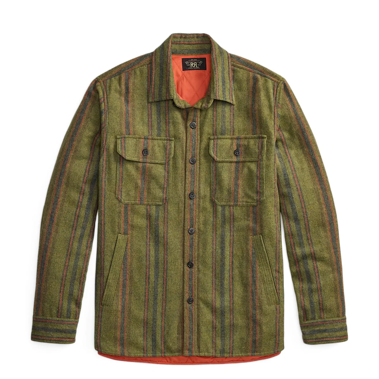 RRL By Ralph Lauren Brushed Twill Shirt Jacket Green Multi