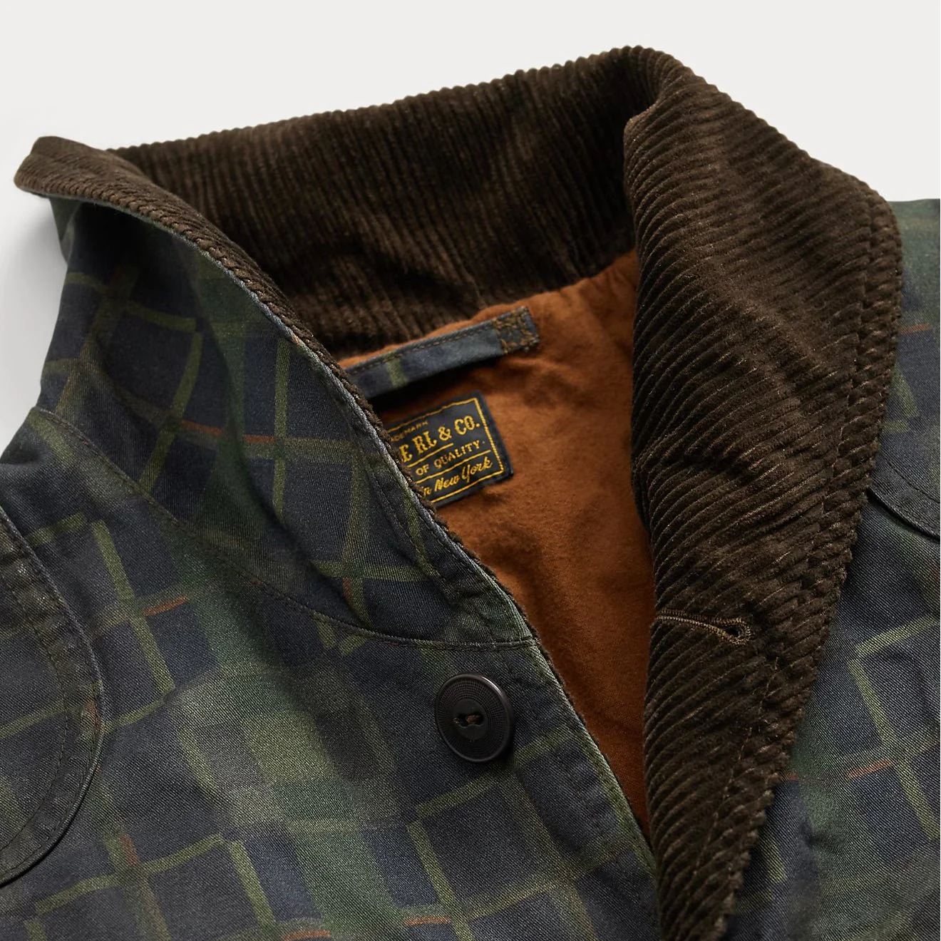 RRL By Ralph Lauren Check Print Oilcloth Jacket Navy Multi Plaid - Image 3