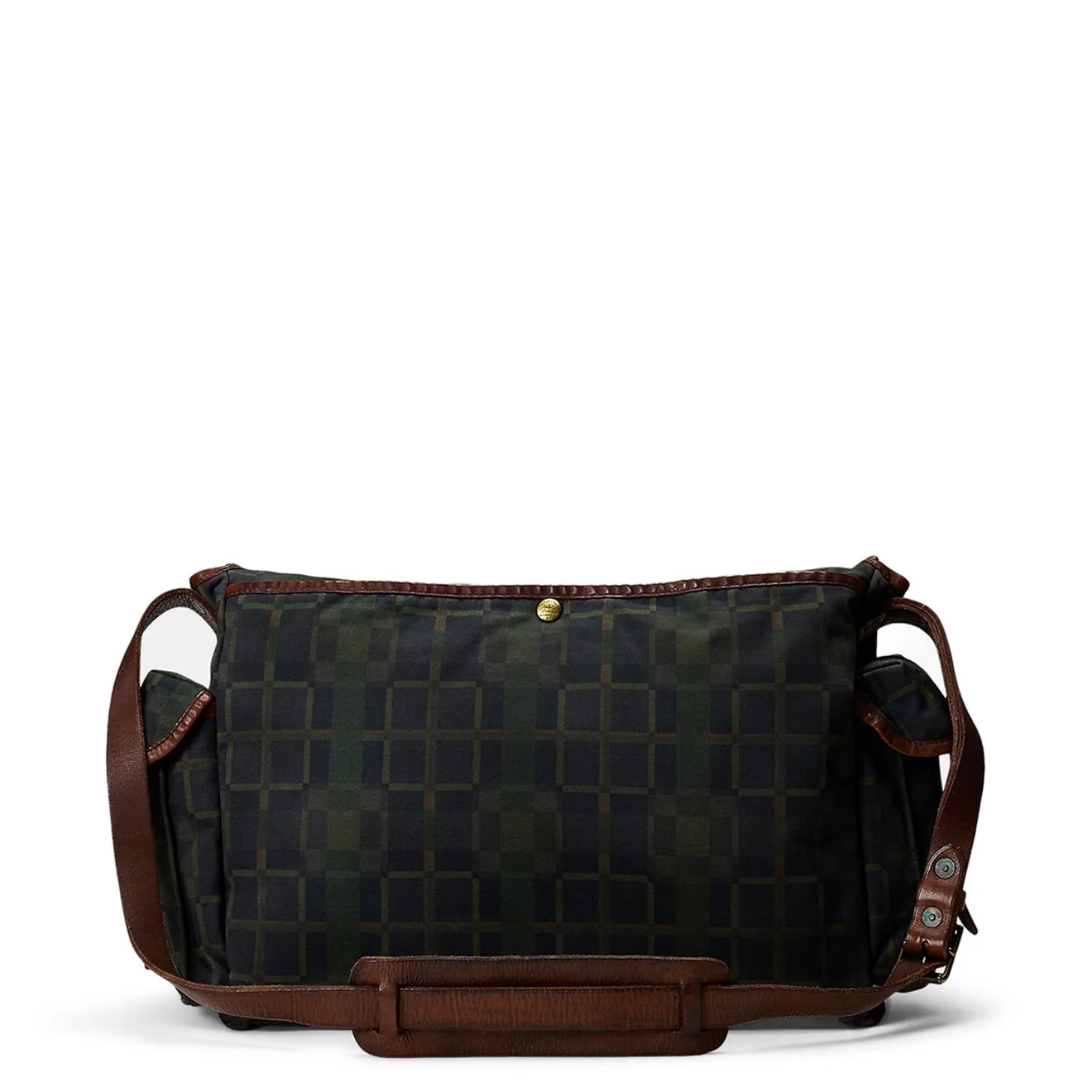 RRL By Ralph Lauren Check Print Oilcloth Messenger Bag Navy Multi Plaid - Image 3