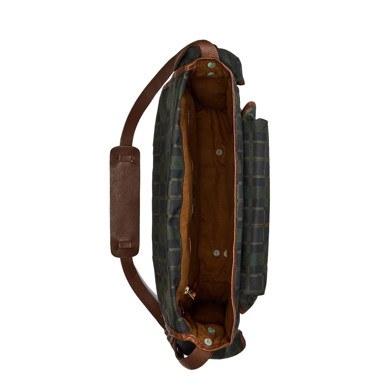 RRL By Ralph Lauren Check Print Oilcloth Messenger Bag Navy Multi Plaid - Image 4