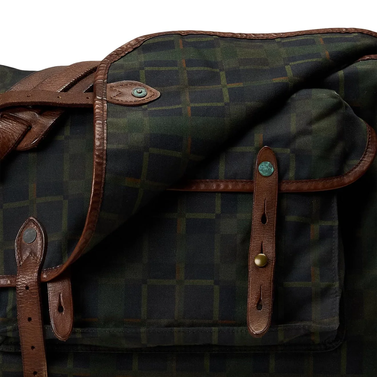 RRL By Ralph Lauren Check Print Oilcloth Messenger Bag Navy Multi Plaid - Image 5