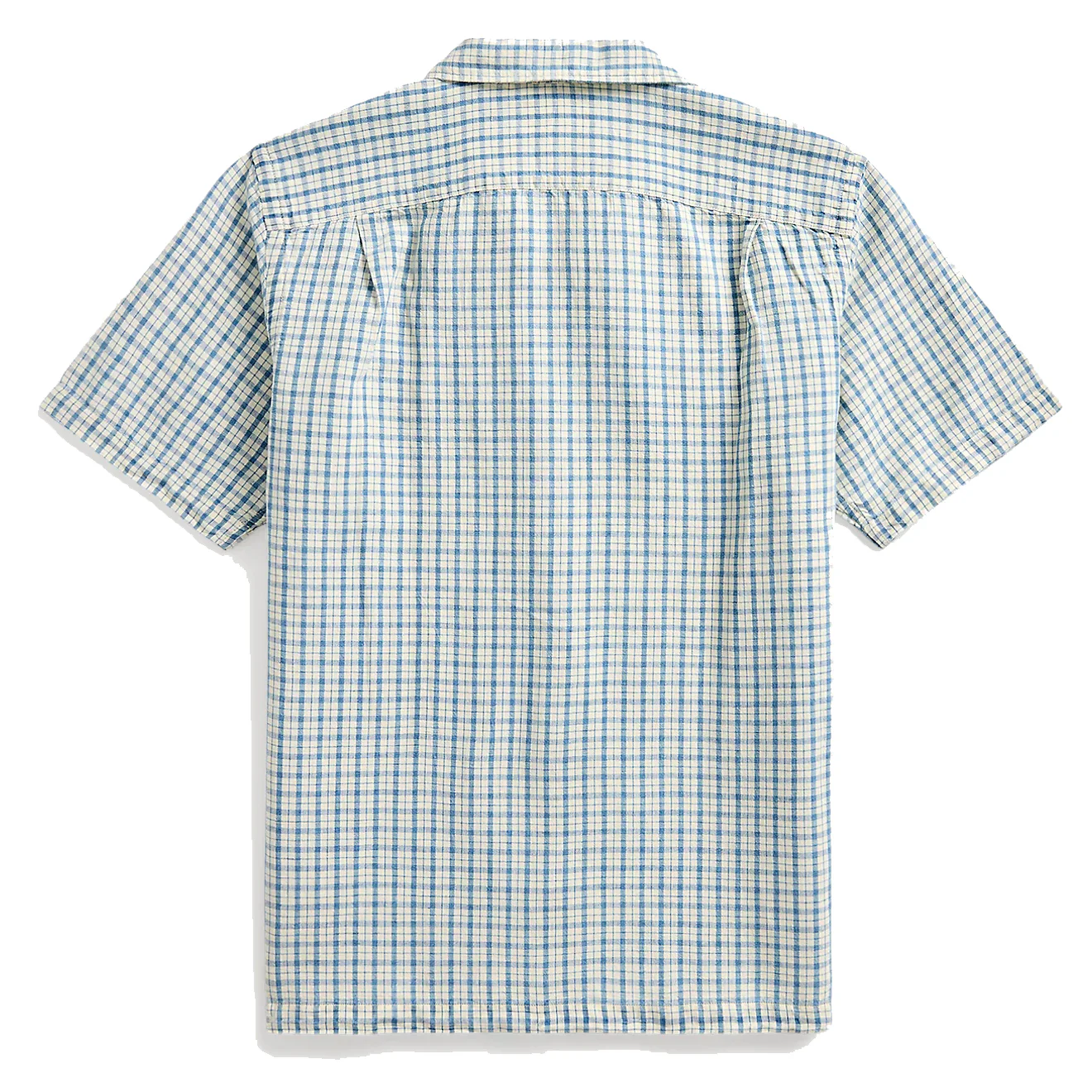 RRL by Ralph Lauren Checked Cotton-Linen Camp Shirt RL-710 Indigo/Creme - Image 2