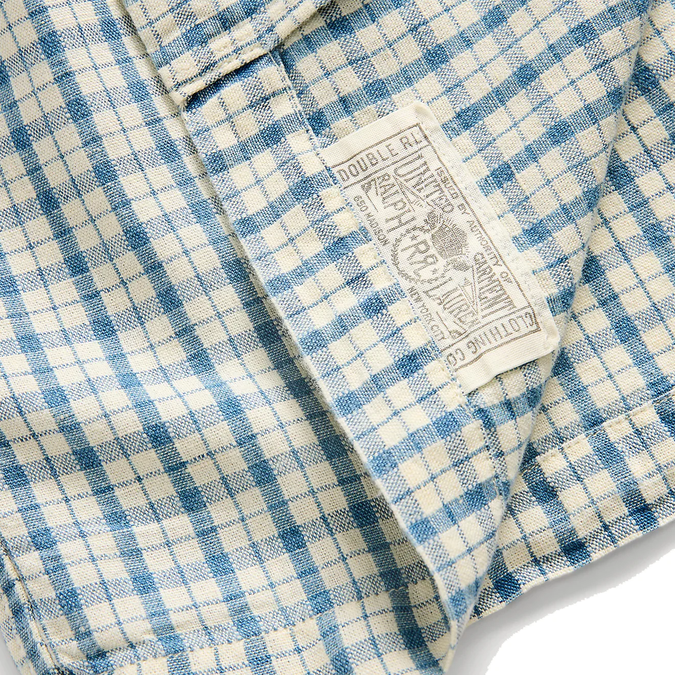 RRL by Ralph Lauren Checked Cotton-Linen Camp Shirt RL-710 Indigo/Creme - Image 3