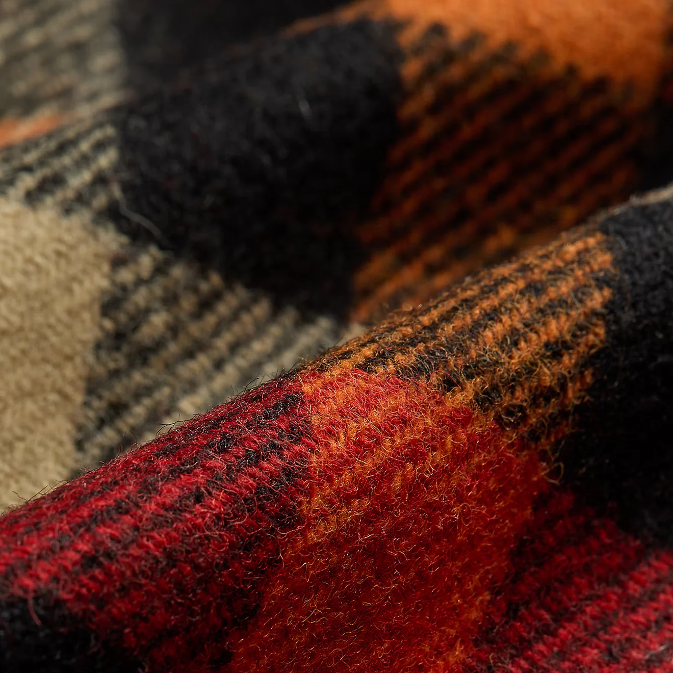 RRL by Ralph Lauren Checked Wool Overshirt Red / Orange Multi - Image 3