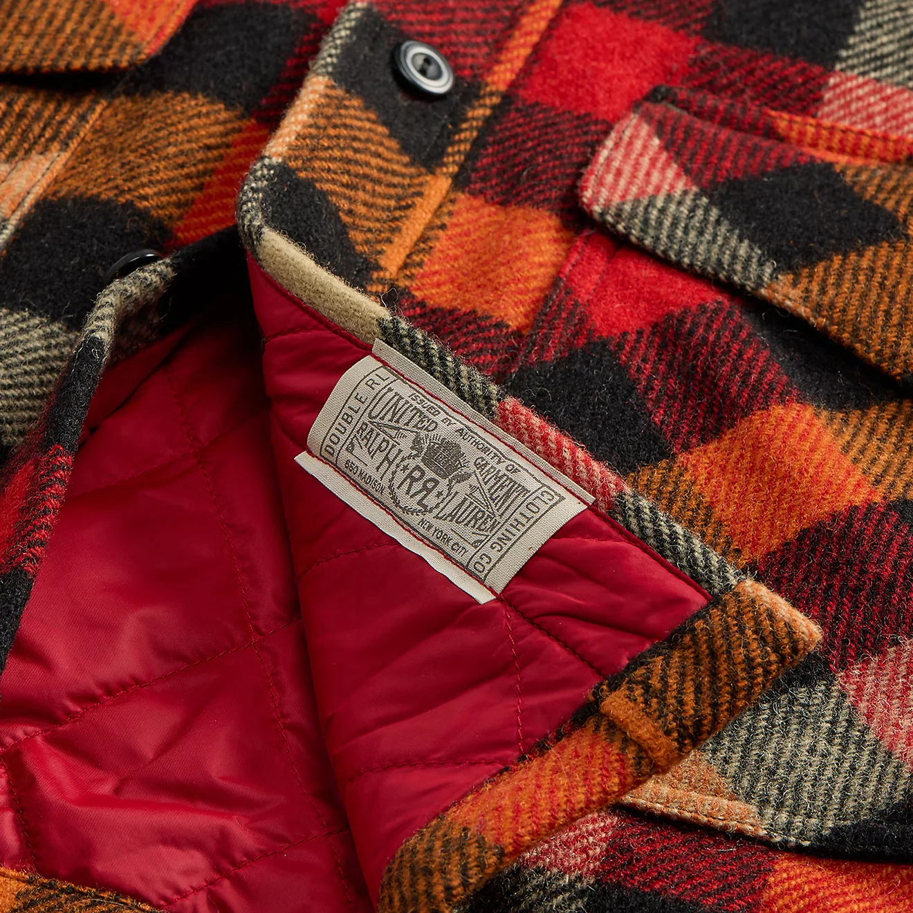 RRL by Ralph Lauren Checked Wool Overshirt Red / Orange Multi - Image 4
