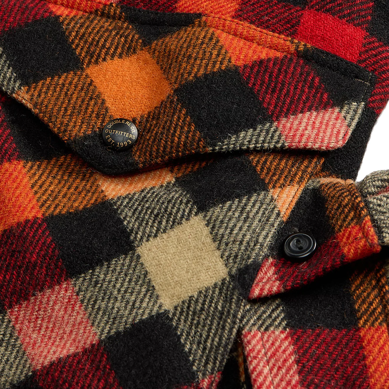 RRL by Ralph Lauren Checked Wool Overshirt Red / Orange Multi - Image 5
