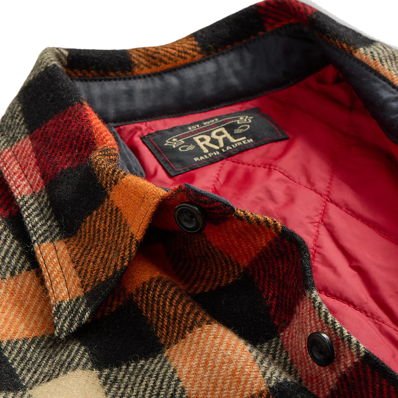 RRL by Ralph Lauren Checked Wool Overshirt Red / Orange Multi - Image 6