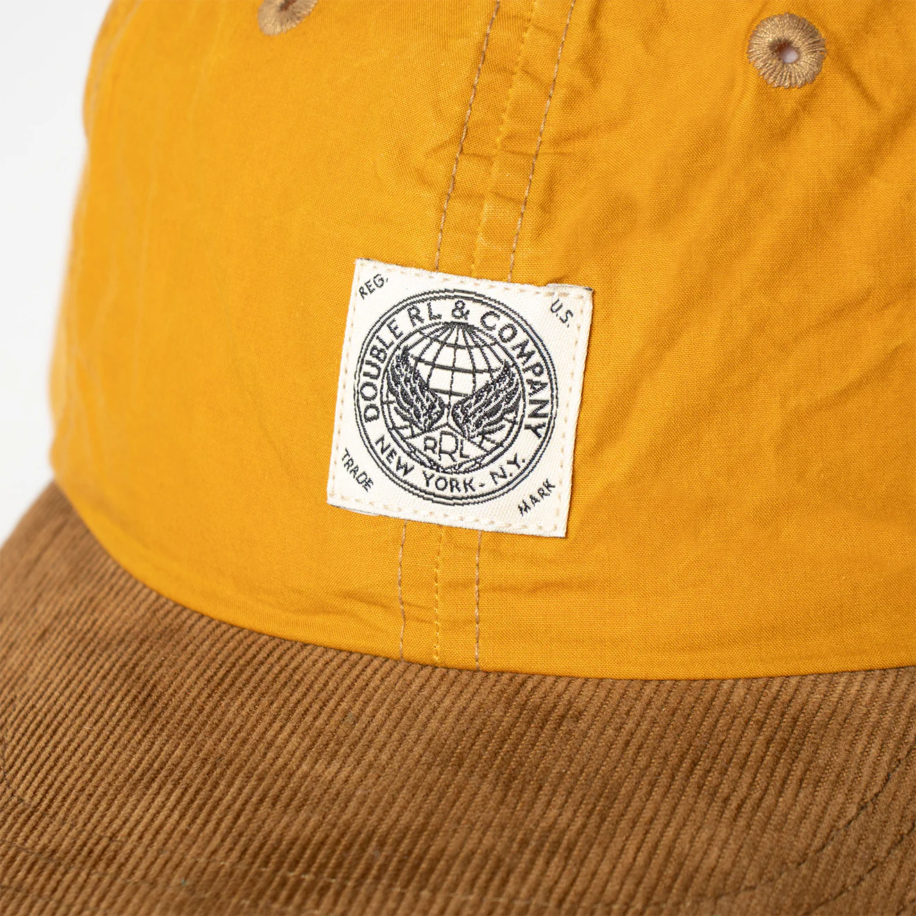 RRL by Ralph Lauren Corduroy-Bill Oilcloth Ball Cap Antique Gold - Image 4