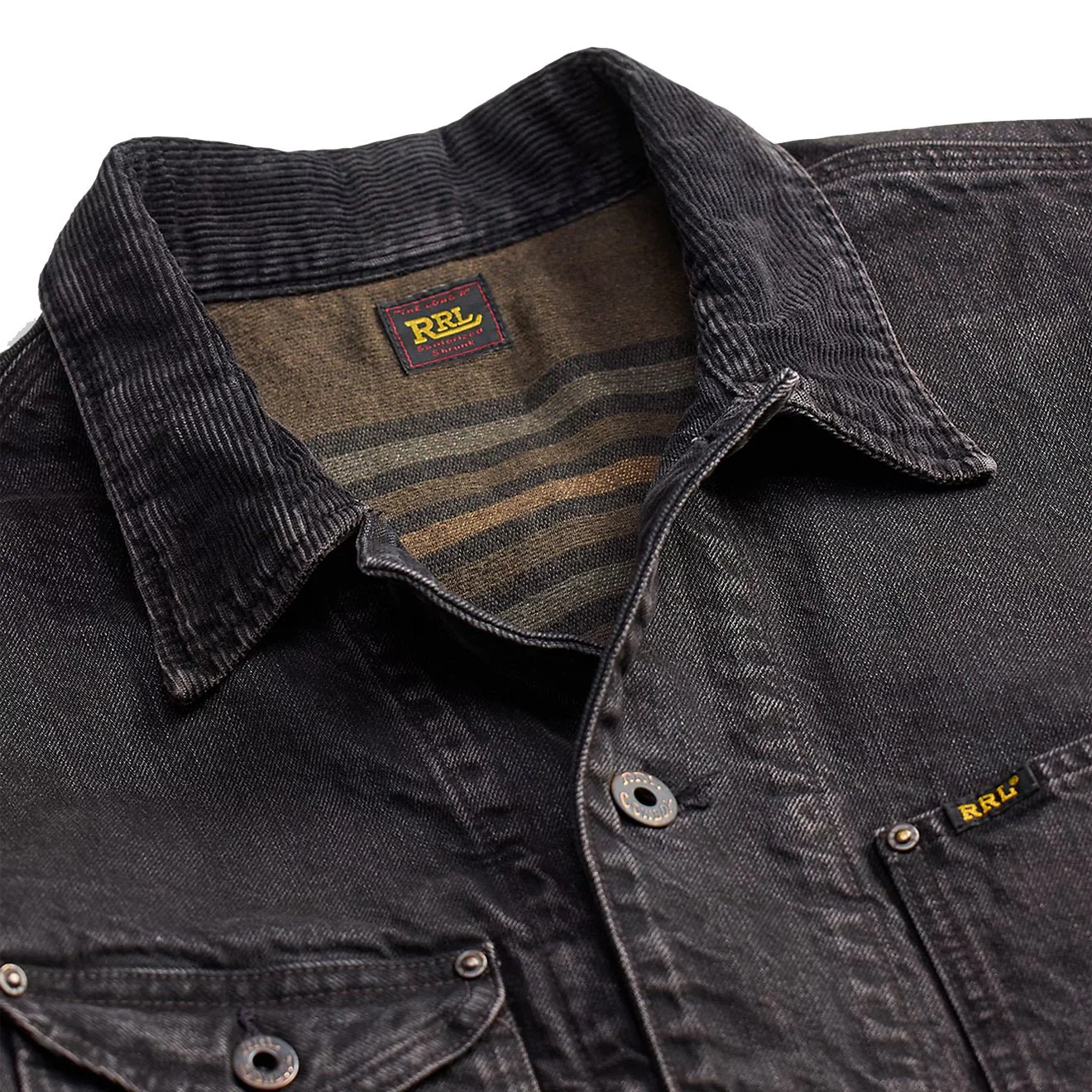 RRL By Ralph Lauren Corduroy-Collar Denim Jacket Black - Image 4