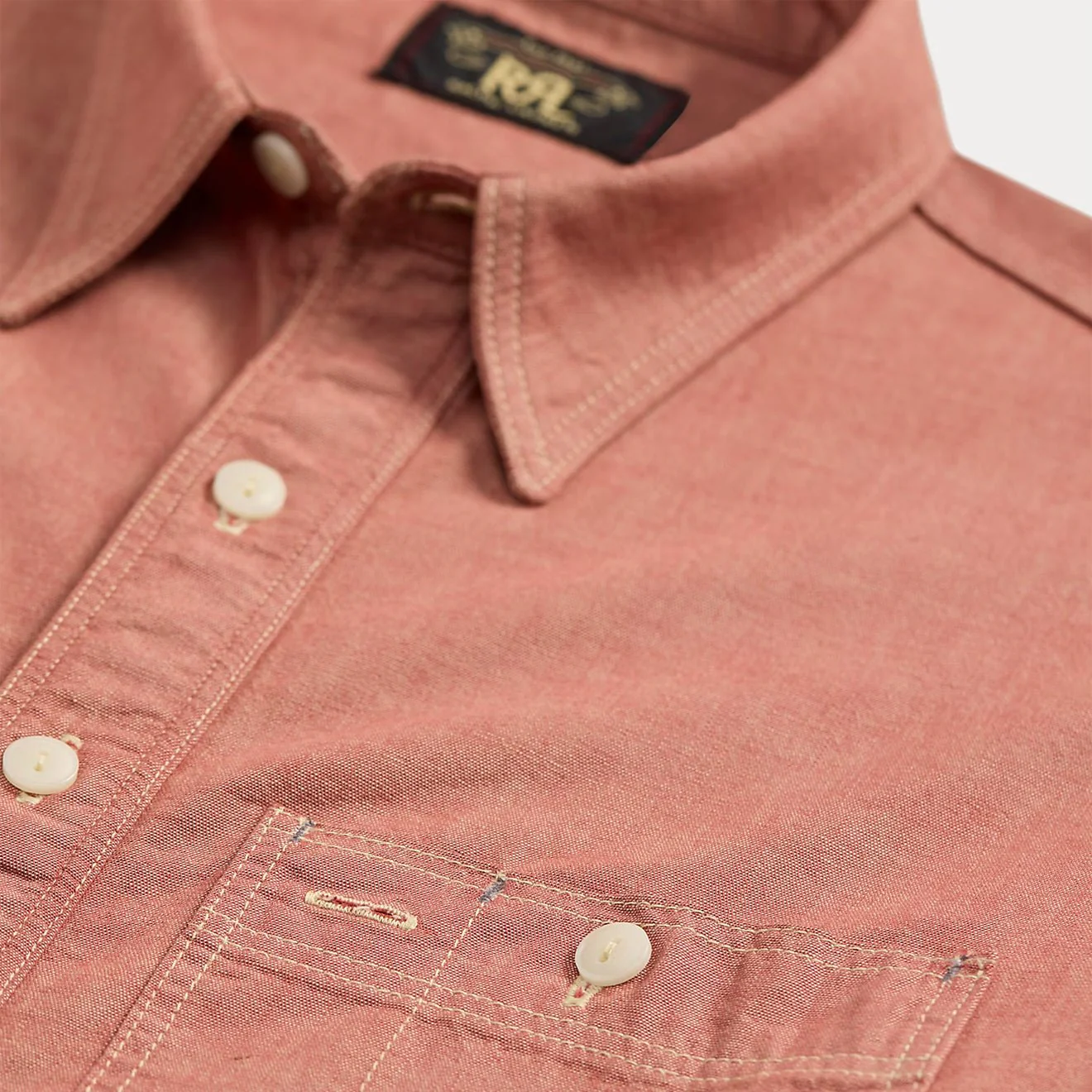 RRL By Ralph Lauren Craftsman S/S Short Sleeve Sport Shirt Red - Image 3