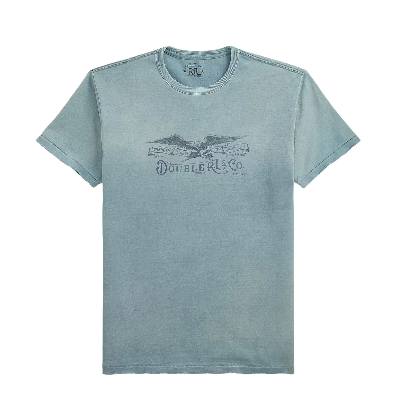 RRL By Ralph Lauren Distressed Jersey Graphic T Shirt Washed Indigo