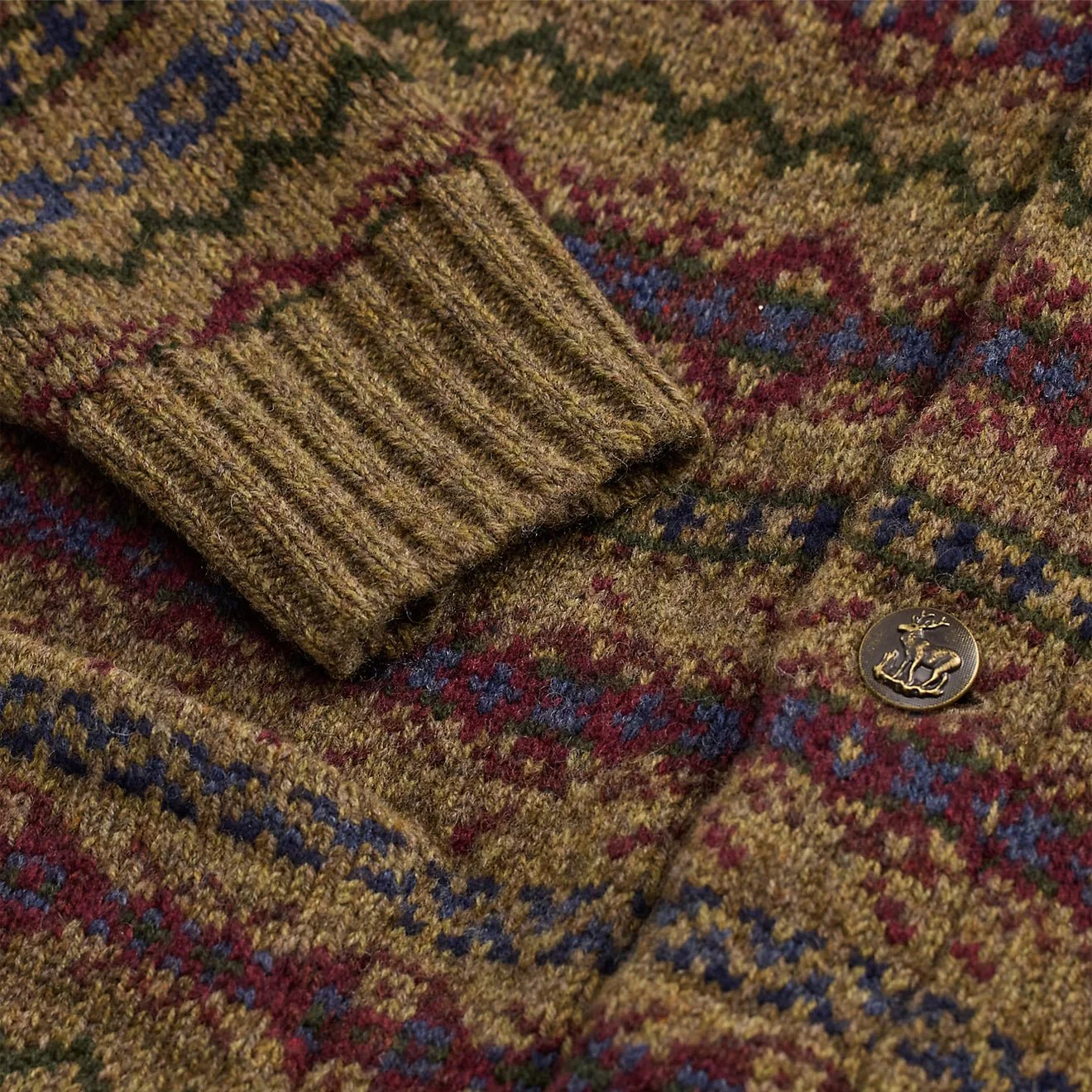 RRL By Ralph Lauren Fair Isle Wool Cardigan Loden Heather Multi - Image 4