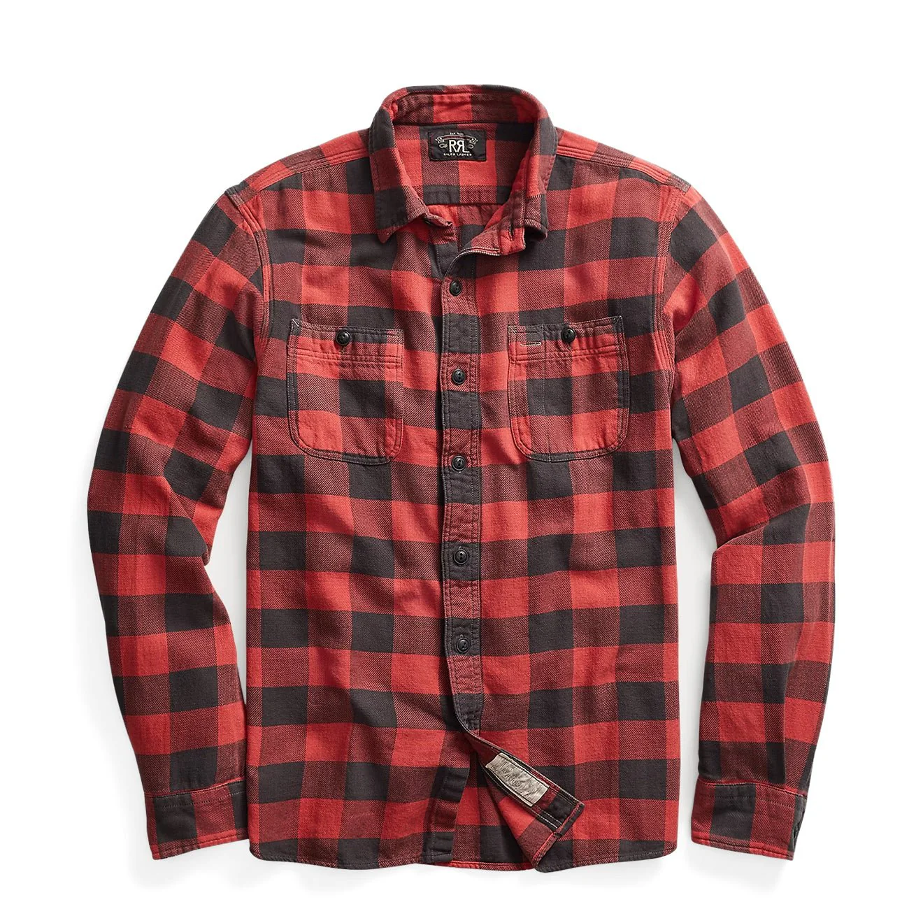 RRL By Ralph Lauren Farrell Long Sleeve Sport Shirt Rl Red Black
