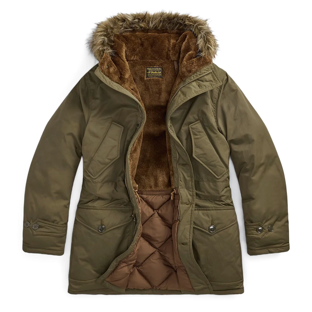 RRL by Ralph Lauren Faux-Fur-Trim Parka Vintage Olive - Image 2