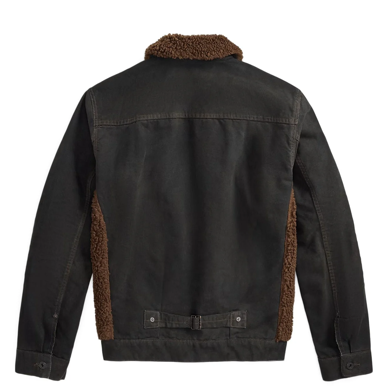 RRL By Ralph Lauren Fleece-Panelled Canvas Jacket Vintage Black / Brown - Image 3