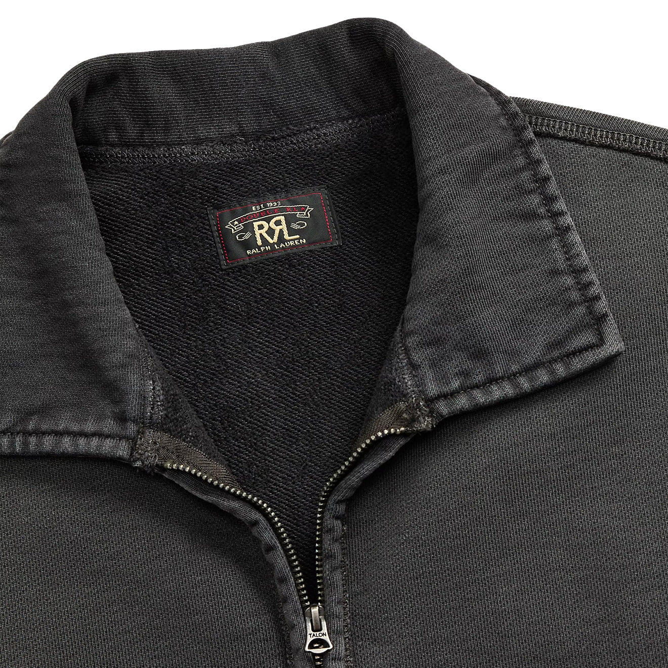 RRL By Ralph Lauren French Terry Quarter Zip Faded Black - Image 3