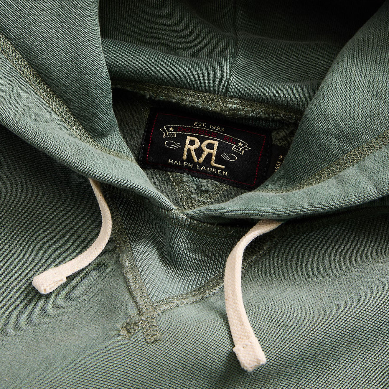 RRL by Ralph Lauren Garment-Dyed Fleece Hoodie Collegiate Green - Image 3