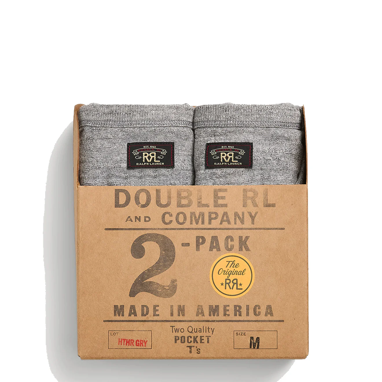 RRL by Ralph Lauren Garment-Dyed Pocket T-Shirt Two-Pack Grey Heather - Image 3